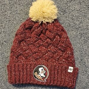 Women's New Era Garnet Florida State Seminoles Luxury Cuffed Knit Hat with Pom